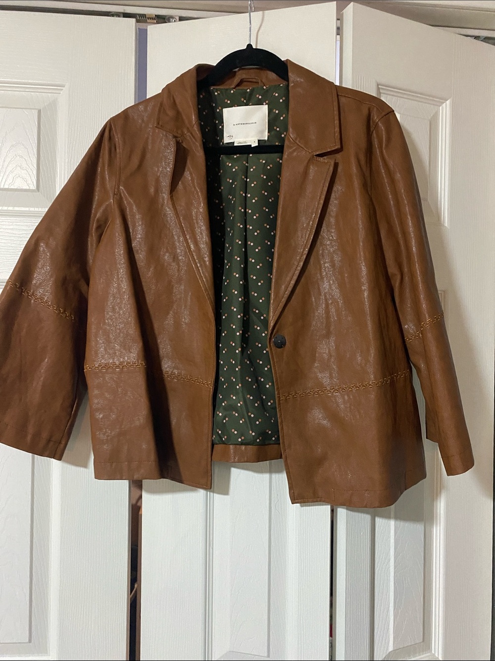 Anthropologie Cognac Brown Leather Blazer Jacket